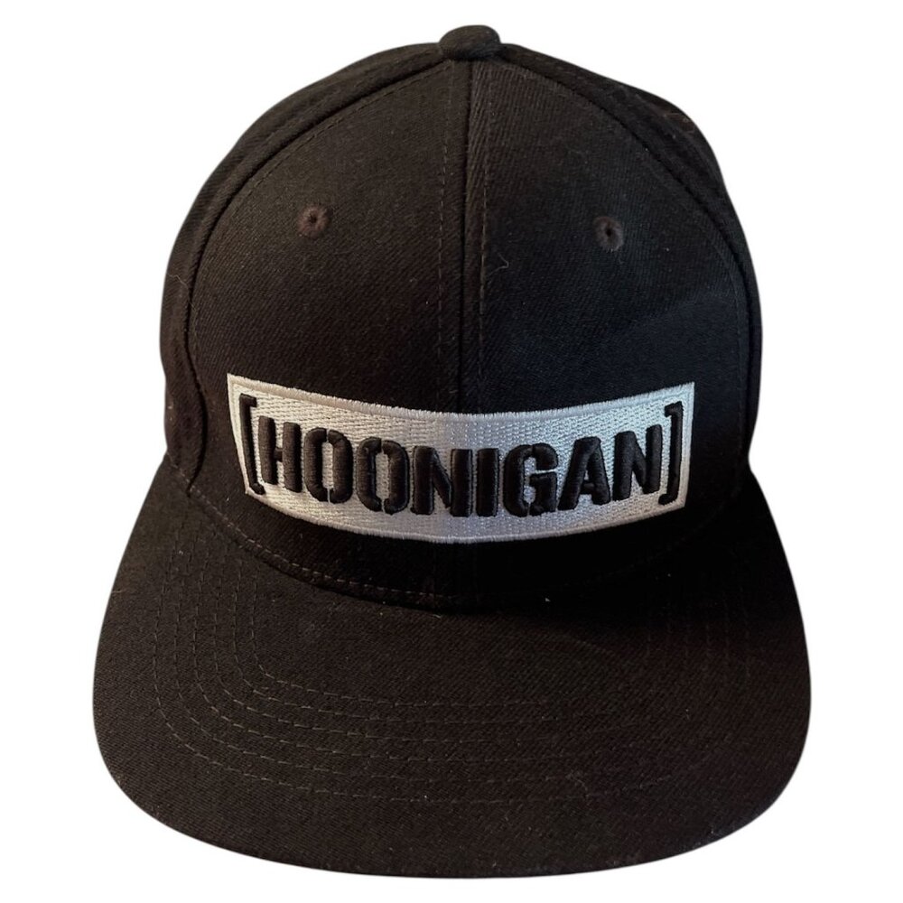 Hoonigan Snapback Hat Black Flat Bill Adjustable Cap – Embroidered Logo